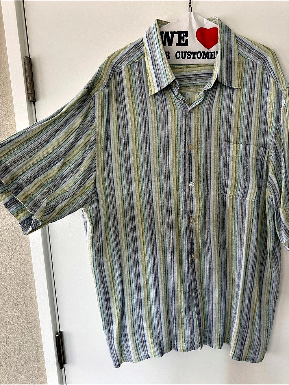 LINEA D'@ME Men's Striped Cotton Shirt Size XL (46) Like New